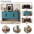 4 Door Large Storage Retro Sideboard With Adjustable Shelves And Long Handles For Kitchen, Dining Room And Living Room Antique Blue Antique Blue Mdf