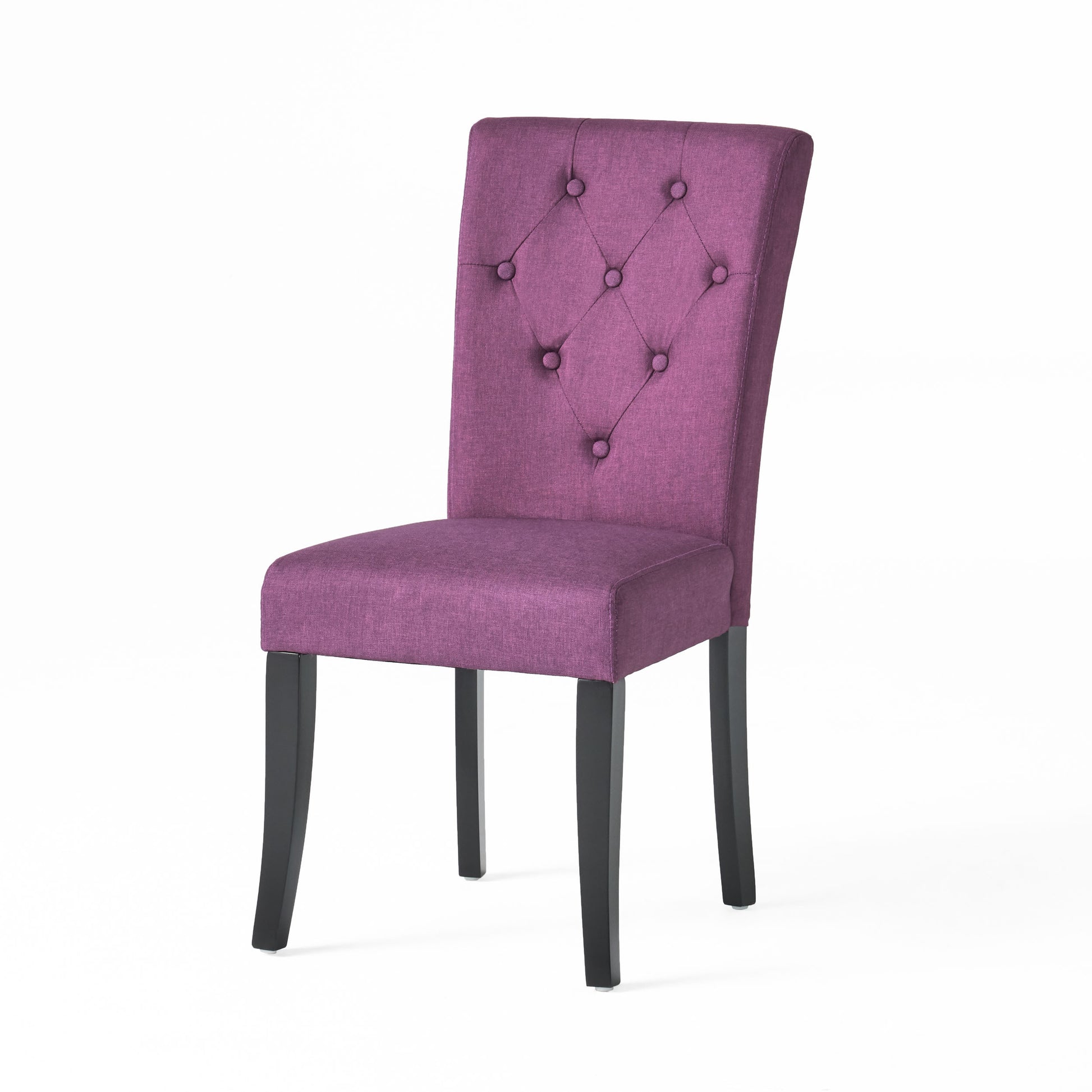 Dining Chair Set Of 2 Dark Purple Wood Waterproof Fabric