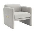 Arm Chair With Waved Arms, Metal Decoration On Both Side Arms, Accent Chair For Primary Living Space,Living Room,Bedroom, Teddy Fabric, Light Grey Light Grey Primary Living Space Modern Foam Plywood