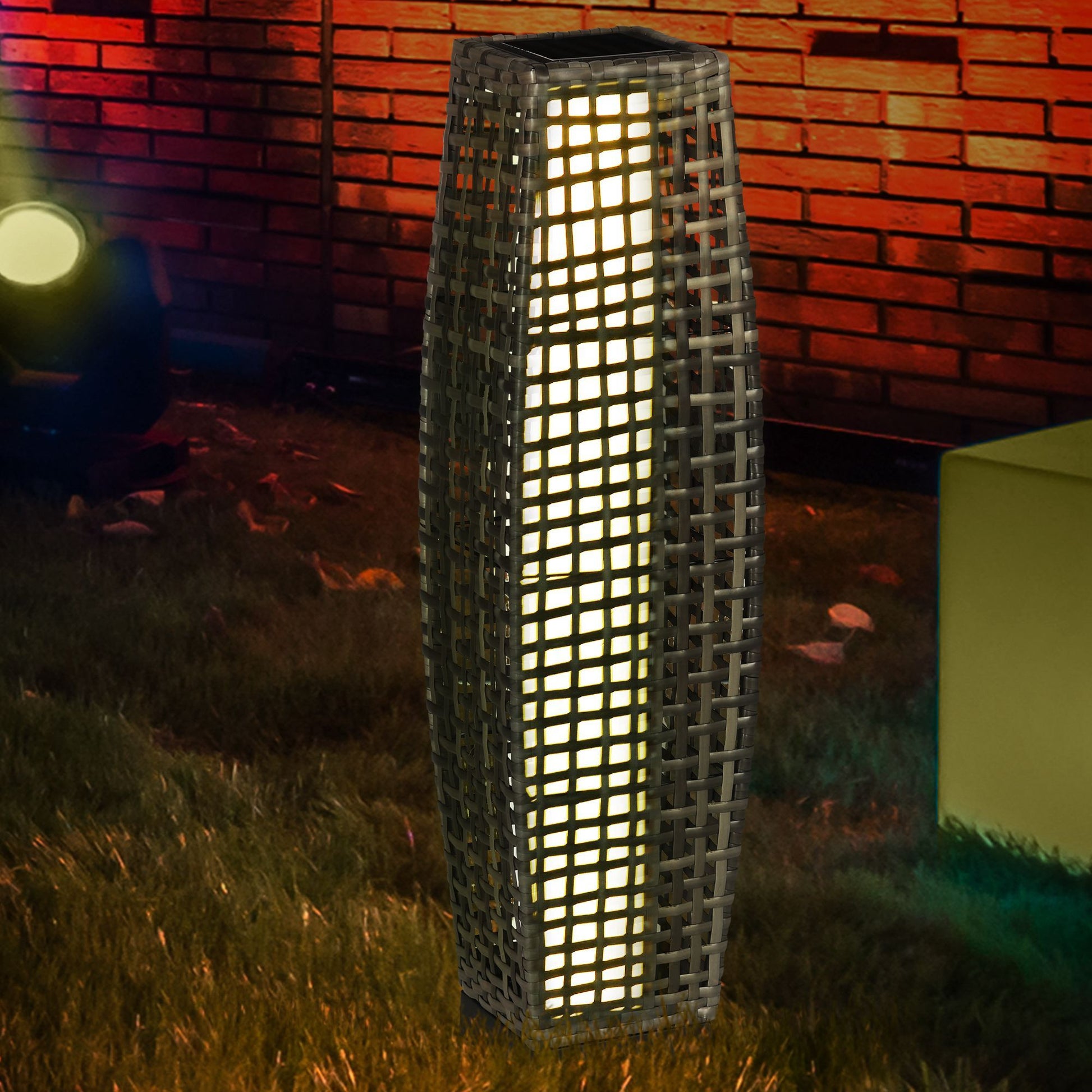 Outsunny Solar Floor Lamp, Outdoor Garden Lantern Pathway Light & Decorative Driveway Lighting With Auto On Off Led Lights For Porch, Yard, Lawn, Courtyard, Deck, Gray Grey Steel