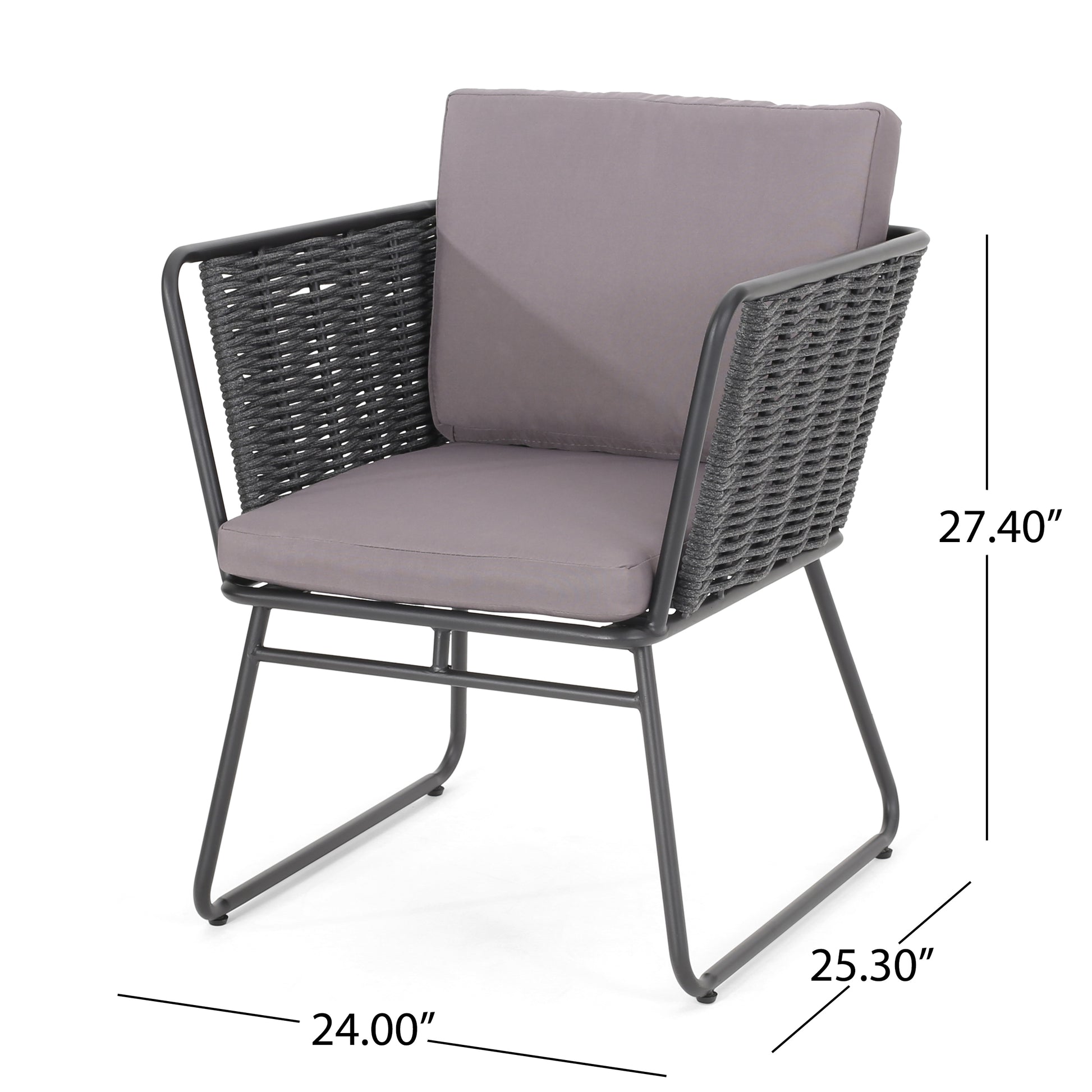 La Jolla Chair Dark Grey Woven Rope