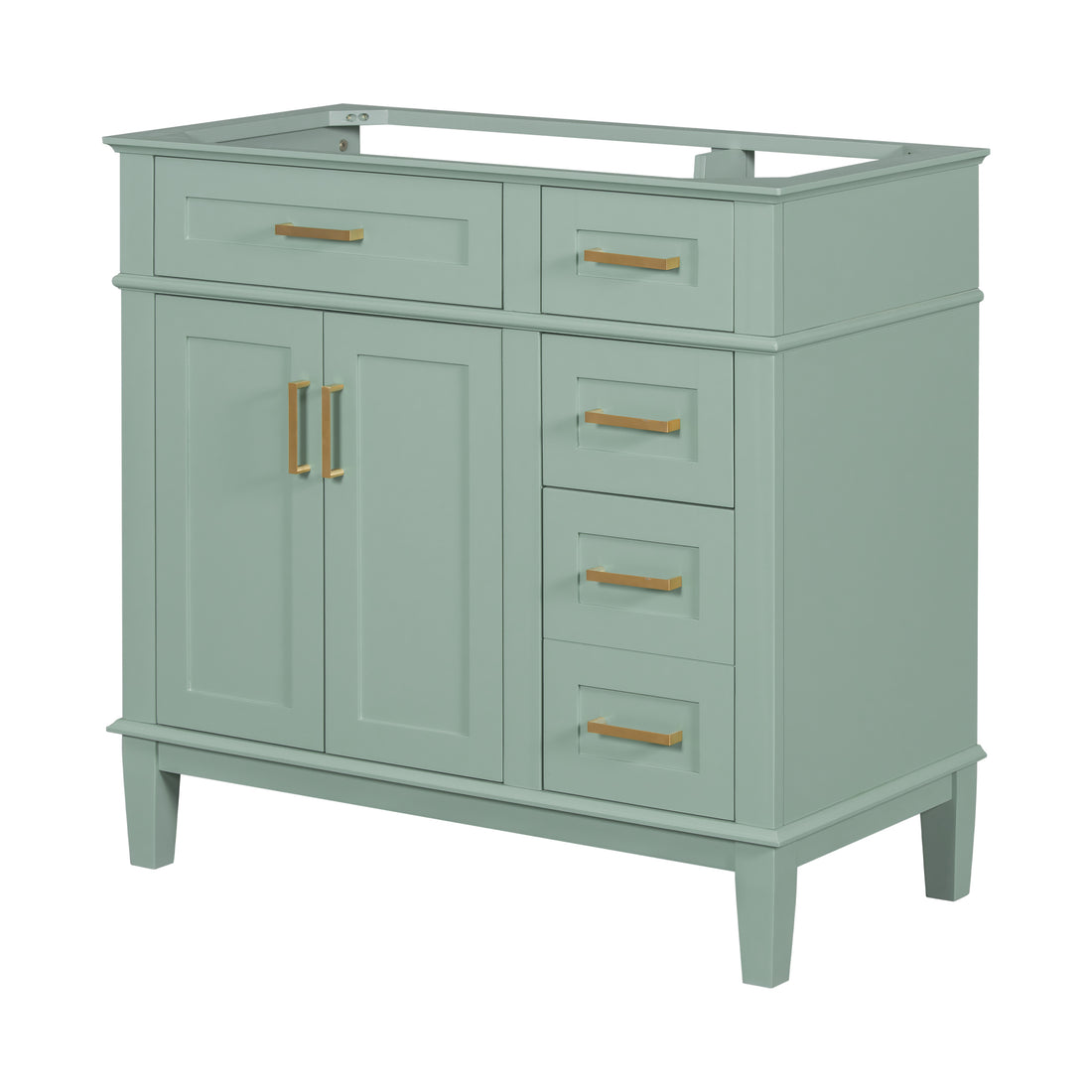 Cabinet Only 36" Green Modern Bathroom Vanity Sink Not Included 4 Green 2 Soft Close Doors Bathroom Freestanding Modern Solid Wood Mdf Painted