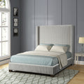 Queen Upholstered Bed In A Box Light Gray Box Spring Required Queen Light Gray Upholstered