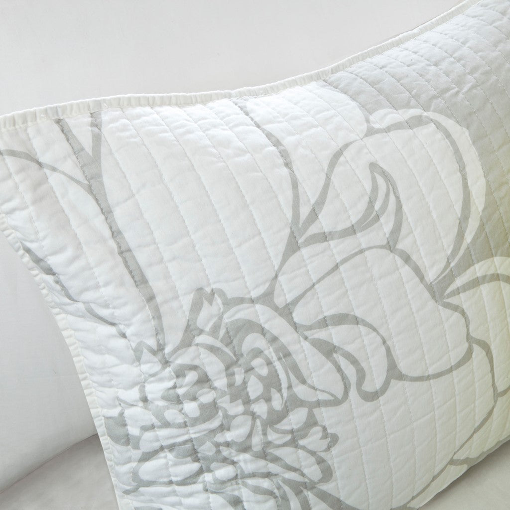 6 Piece Printed Cotton Quilt Set With Throw Pillows Taupe Grey Yellow King Cal King King Yellow Grey Cotton