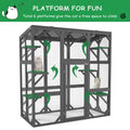 Catio Outdoor Cat Enclosure Cat House Wooden Cat Cage Large Feral Cat Shelter For Mulitiple Cats With Six Platforms, Large Enter Door, Waterproof Roof 60