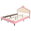 Full Size Lovely Crown Fantasy Pu Leather Princess Bed With Tufted Headboard, Pink Cream Full Pink Mdf Lvl