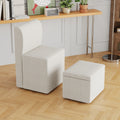 Two Piece Set Of Wheeled Dining Chairs, Modern Rolling Dining Chairs, Footstools With Wheels, Suitable For Bedrooms, Reading Rooms, Living Rooms, Beige Linen Chairs Beige Foam Linen