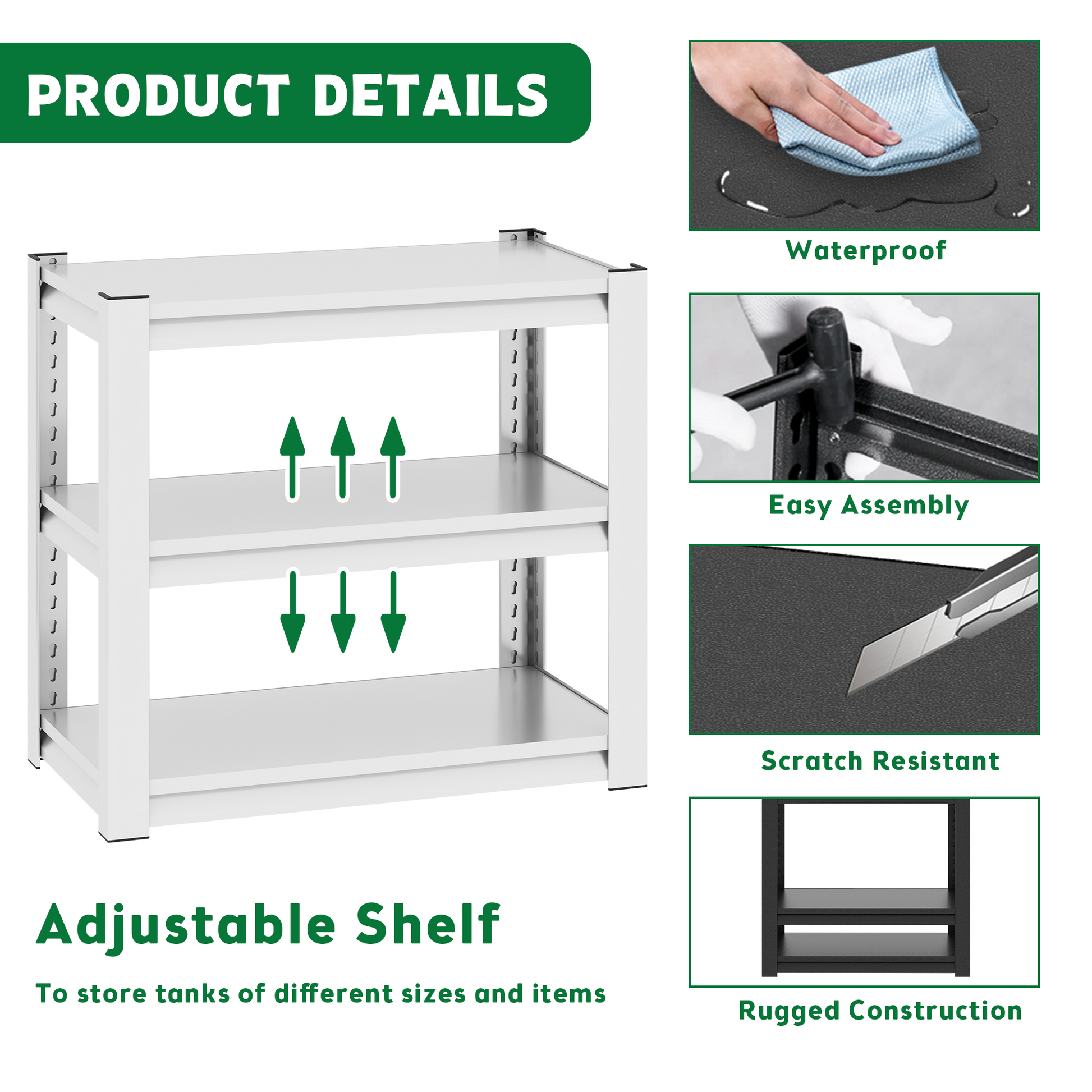 40 50 Gallon Fish Tank Stand Metal Aquarium Stand, 31.5 "L X 18 "W X 34"H Adjustable Heavy Duty Reptile Tank Stand, Adjustable 3 Tier Fish Tank Rack Shelf For Home Office, Tank Not Included 3 Antique White Standard Horizontal Primary Living Space Open