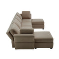 Adjustable Arms And Backs Modern U Shape Linen Couch Modular Sectional Sofa Couch With Storage Seat, Large Convertible Sofa With Reversible Chaise For Living Room Apartment Office, Brown Brown Polyester 4 Seat