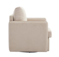Swivel Accent Chair, Comfy Single Sofa Chair With Storage, Modern Arm Chair For Living Room, Fabric Swivel Armchair With Metal Base Beige Beige Brown Linen