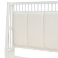 Queen Size Wood Platform Bed With Upholstered Headboard And 2 Drawers, Antique White Box Spring Not Required Queen White Wood Bed Frame Solid Wood Mdf