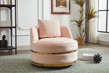 Swivel Chair, 360 Swivel Accent Chair, Barrel Chair For Living Room Bedroom Pink Velvet