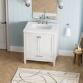 30 Inch Freestanding Bathroom Vanity With Sink, Carrara Engineered Marble Vanity Top With Undermounted Rectangular Ceramic Sink, Large Storage Soft Close Door, White 24V03 30Wh White Wood Solid Wood