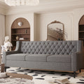 78.75'' 3 Seater Sofa, Button Tufted Backrest With Comfy Cushion, Mid Century Modern Couches For Living Room, Upholstered Comfy Sofa Couch For Bedroom, Apartment Grey Polyester 3 Seat