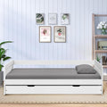 Twin Daybed With Trundle, Modern Wood Daybed With Armrest, Wood Daybed Frame For Boy, Girl, No Box Spring Needed, White Twin White Pine,Wood