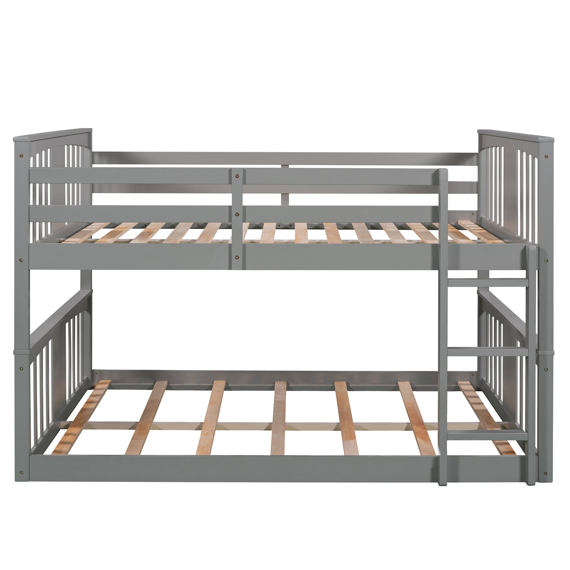 Full Over Full Bunk Bed With Ladder, Gray Old Sku :Lp000207Aae Full Gray Solid Wood