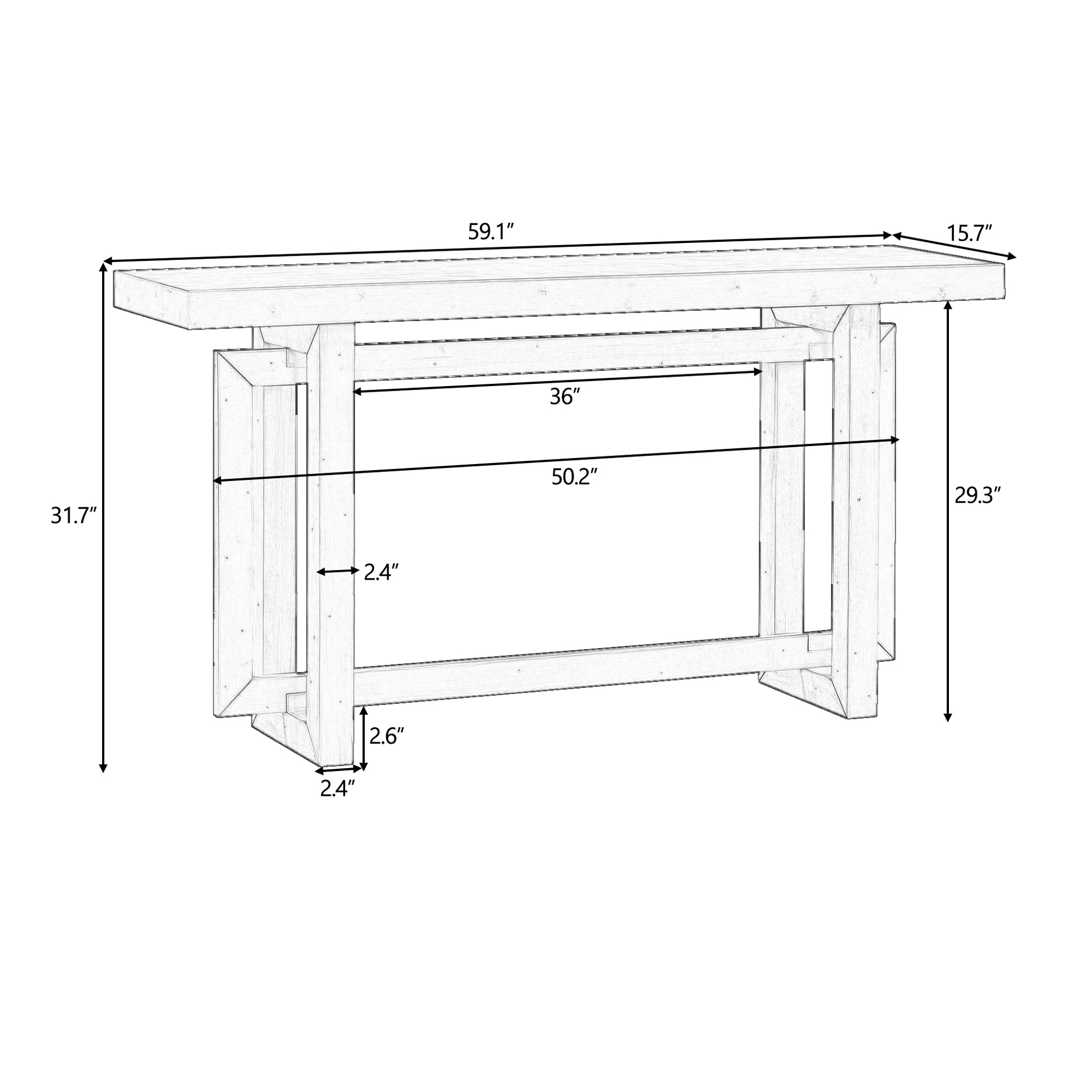 Contemporary Console Table With Wood Top, Extra Long Entryway Table For Entryway, Hallway, Living Room, Foyer, Corridor Dark Gray White Solid Wood Mdf