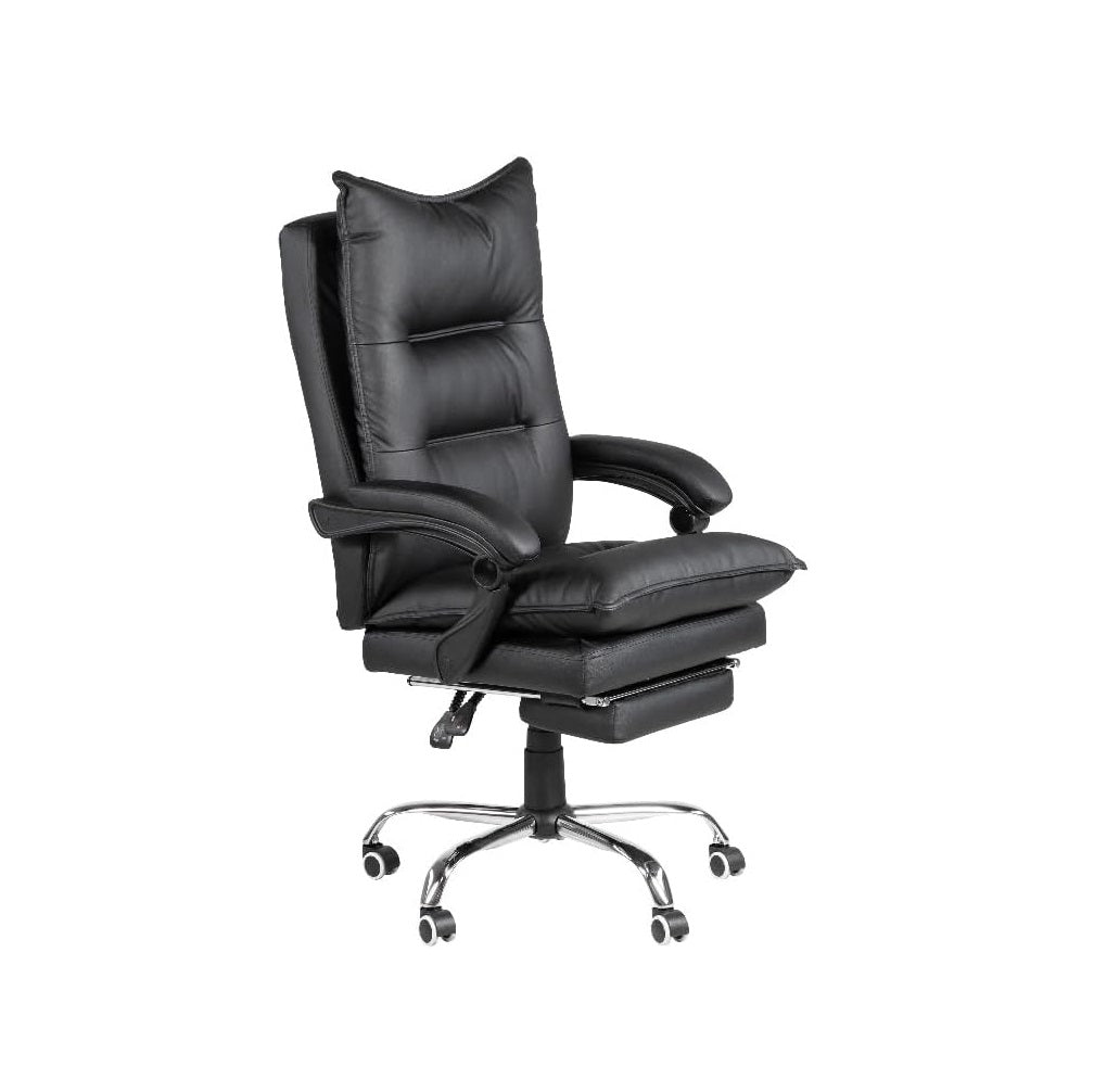 Contemporary Office Chair Upholstered 1Pc Comfort Adjustable Chair Relax Office Chair Work Blackpadded Armrests Black Office Contemporary,Modern Office Chairs Tufted Back Adjustable Height Faux Leather,Metal