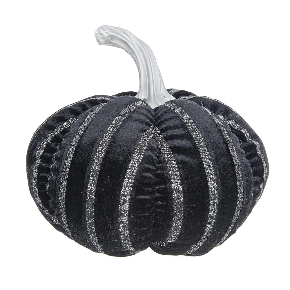 7X7X7" Fabric Black Stripe Pumpkin Decor, For Holiday Halloween Decoration Black,White Polyester