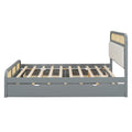 Queen Size Wooden Platform Bed With Trundle And 2 Drawers,Gray Queen Gray Solid Wood Mdf