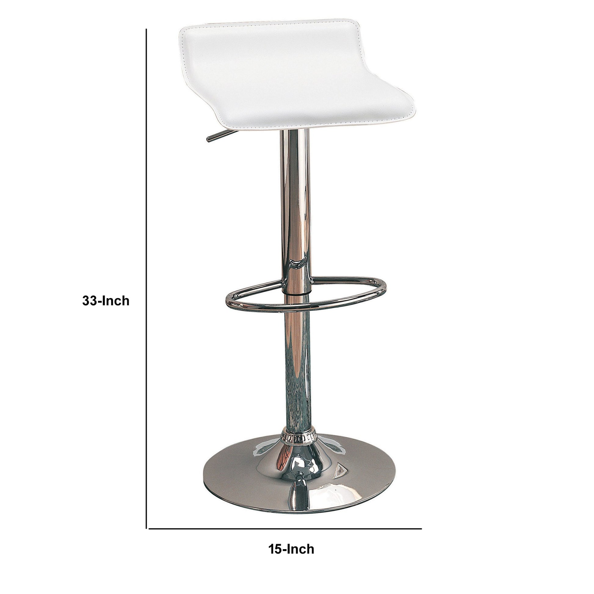 Contemporary Backless Seat Bar Stool, White ,Set Of 2 Silver White Metal