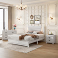 3 Pieces Bedroom Sets Queen Size Upholstered Bed With Led Lights, Nightstands And Dresser With Metal Handles And Sparkling Shiny Decoration, White Expected Arrival Time:8.5 Queen White 3 Piece Set Mdf Metal