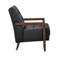 Modern Style Accent Chair Black Leather Upholstered Tufted Detail Walnut Finish Wood Furniture 1Pc Black Primary Living Space Contemporary,Modern Plywood