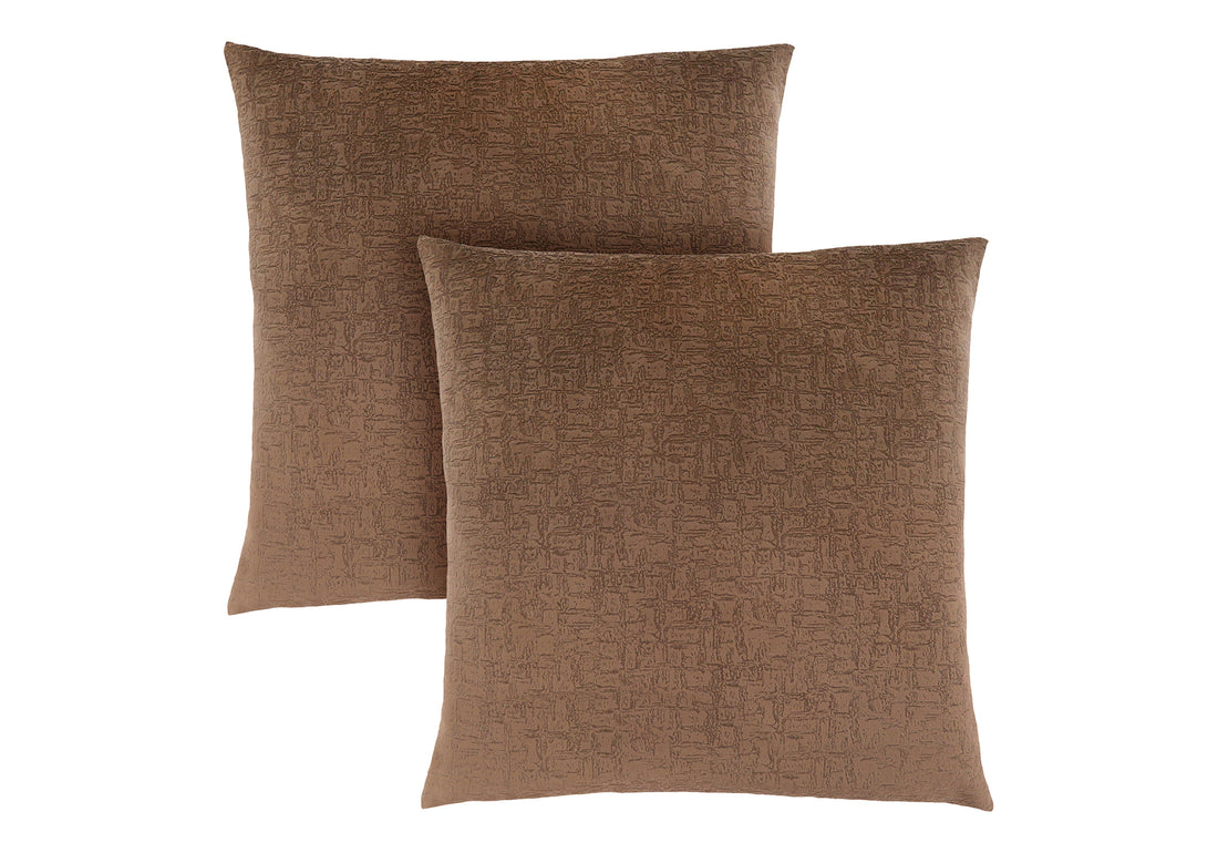 Pillows, Set Of 2, 18 X 18 Square, Insert Included, Decorative Throw, Accent, Sofa, Couch, Bedroom, Brown Hypoallergenic Polyester, Modern Brown Polyester Polyester