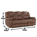 Katrine 3 Piece Living Room Set Brown Dark Brown Fabric