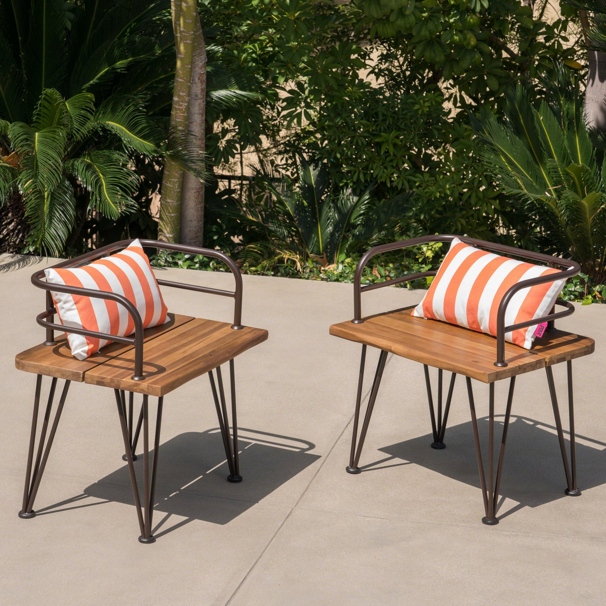 Zion Industrial Wood And Metal Chair Teak Metal & Wood