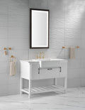 Bathroom Led Mirror Is Multi Functional And Each Function Is Controlled By A Smart Touch Button. Brown Aluminium