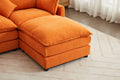 Modular Sectional Sofa, 3 Seater Sofa With Ottoman, Modern L Shaped Sofa For Living Room Bedroom Apartment Orange Wood Fabric 4 Seat