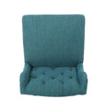 Vienna Contemporary Fabric Tufted Wingback 31 Inch Counter Stools, Set Of 2, Teal And Dark Brown Teal Fabric