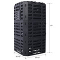 Garden Composter Bin Made From Recycled Plastic 132 Gallons 500Liter Large Compost Bin Create Fertile Soil With Easy Assembly, Lightweight, Aerating Outdoor Compost Box Black Plastic