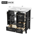30'' Bathroom Vanity With Resin Sink Combo, Solid Wood Frame Bathroom Storage Cabinet, Freestanding Vanity Set With 4 Drawers& Soft Closing Doors, Black Black Bathroom Modern Solid Wood Mdf Resin