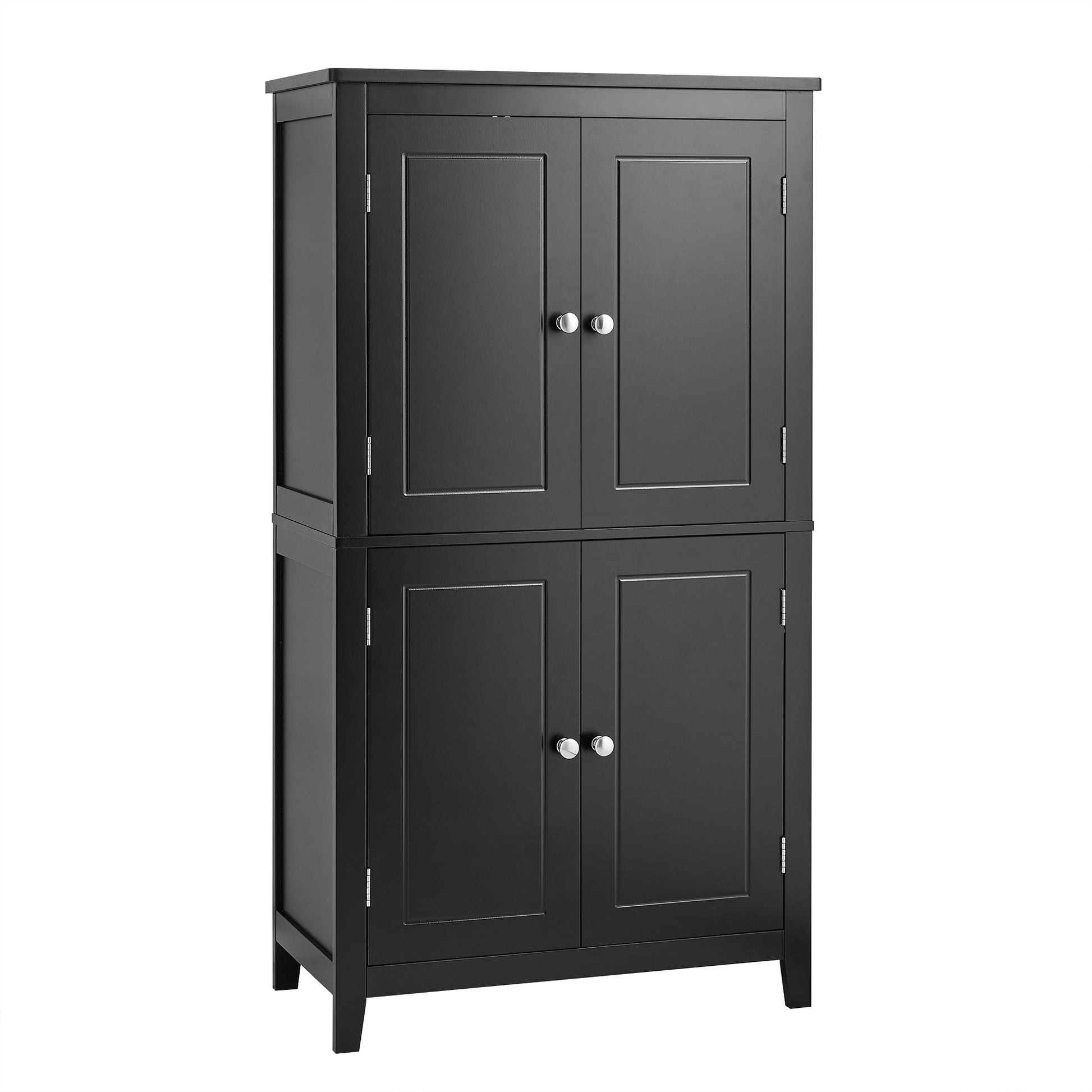 Elegant Bathroom Floor Storage Cabinet, Bathroom Storage Unit, Freestanding Cabinet With 4 Doors, Adjustable Shelves, Adaptable Shelves, Black Black Mdf