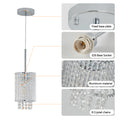 Modern Crystal Pendant Light 3 Pack Adjustable Chrome Hanging Ceiling Fixture With Clear Beads, Elegant Design For Kitchen Island, Dining Room, Or Living Room No Bulbs Chrome Crystal,Iron