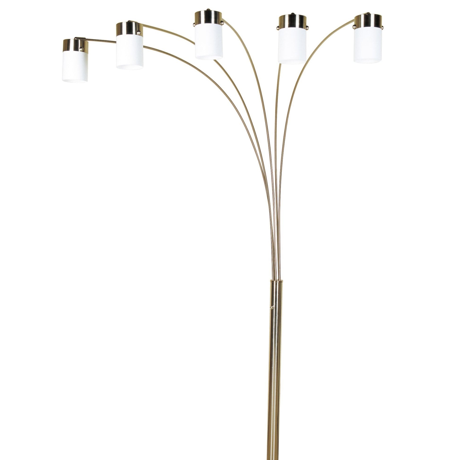 84" Tall Metal Floor Lamp With Nickel Finish And 5 White Shaded Arches Multicolor Metal