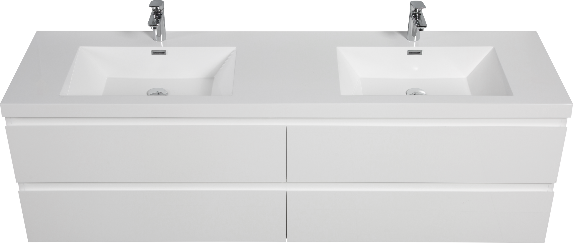 72" Bathroom Vanity Countertop Only, Single Hole Cabinet Top White, 24V11Pb72 Glossy White Resin