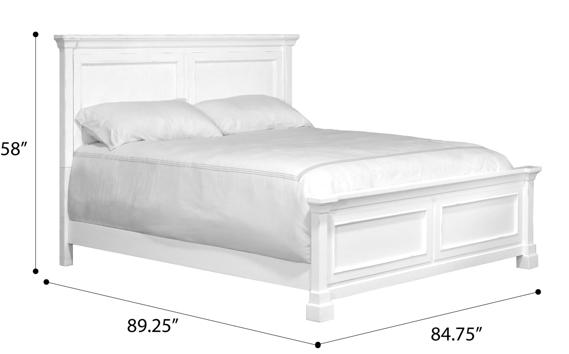 Coastal White King Panel Bed King White Engineered Wood