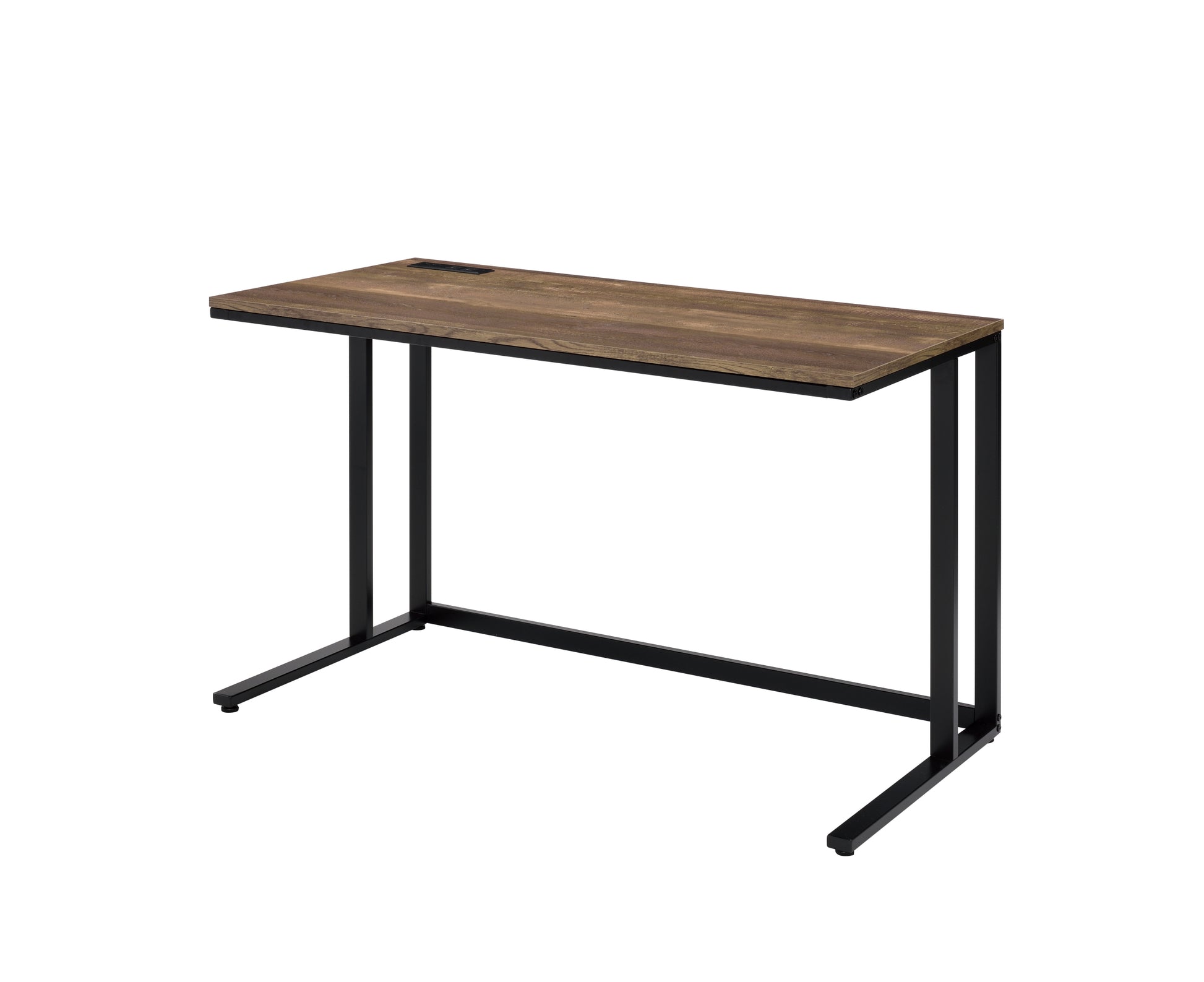 Walnut And Black Writing Desk With Usb Port Walnut Black Computer Desk Office Rectangular Wood Metal Sled