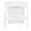 Full Size Loft Bed With Desk And Shelf White Full White Solid Wood