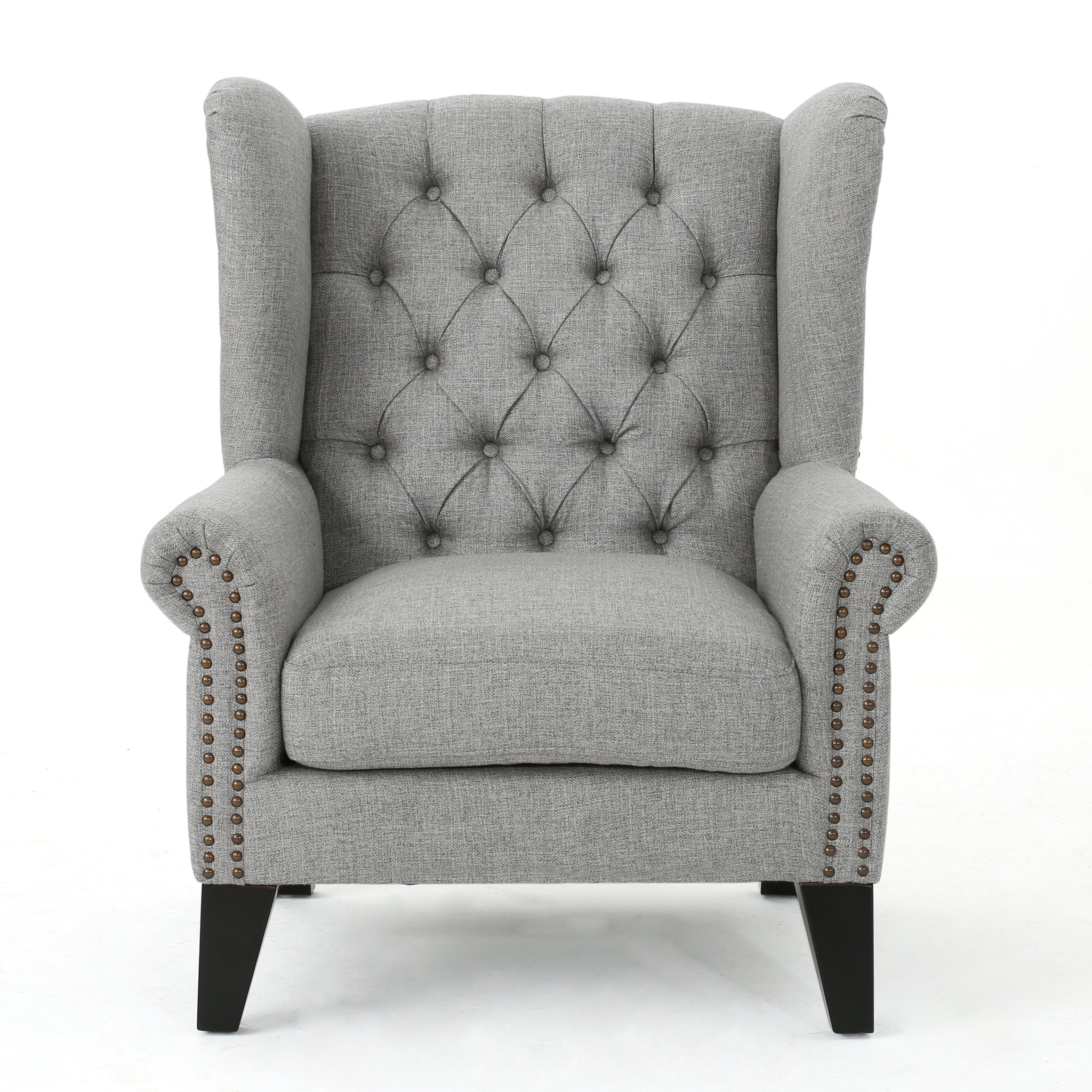 Accent Chair Grey Fabric