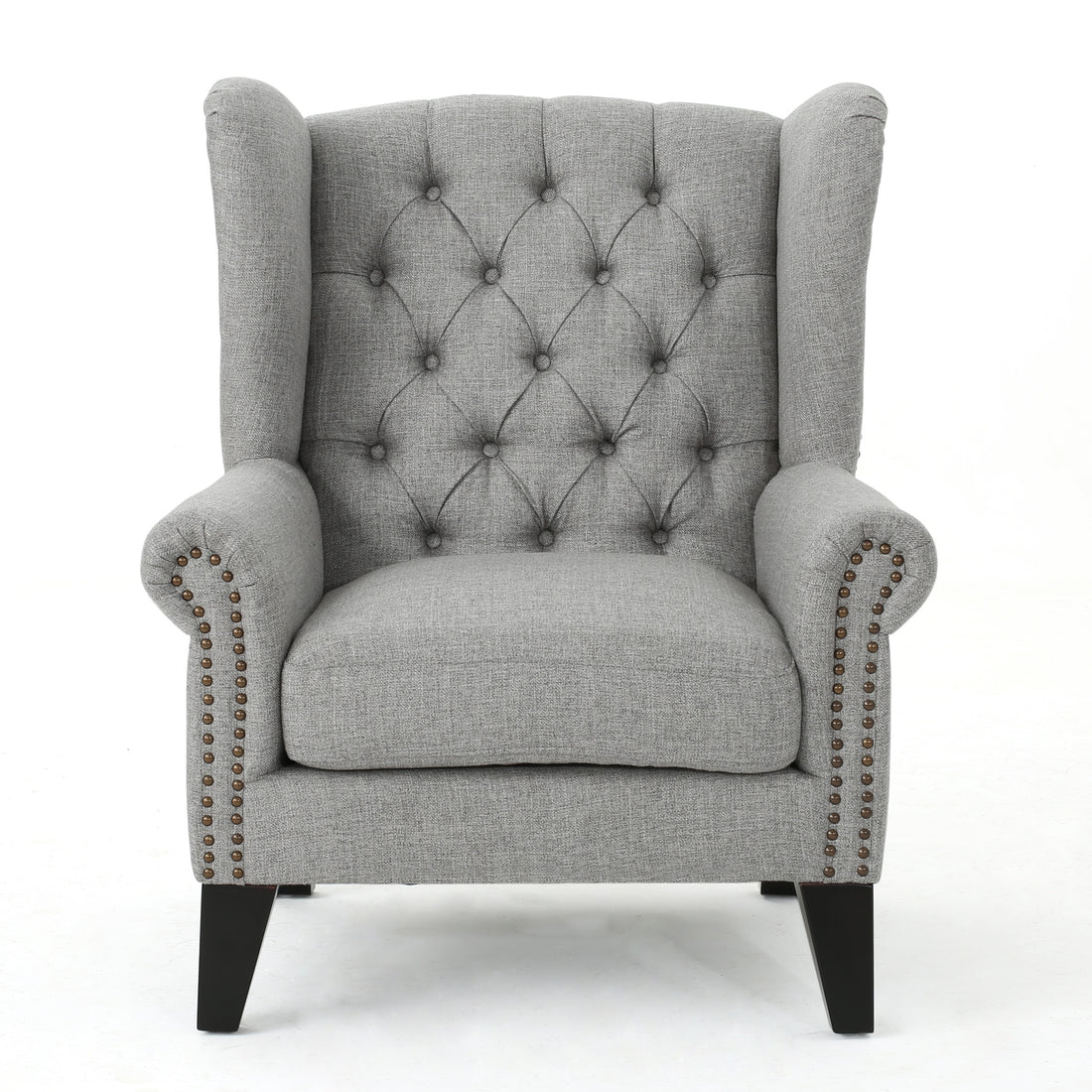 Accent Chair Grey Fabric