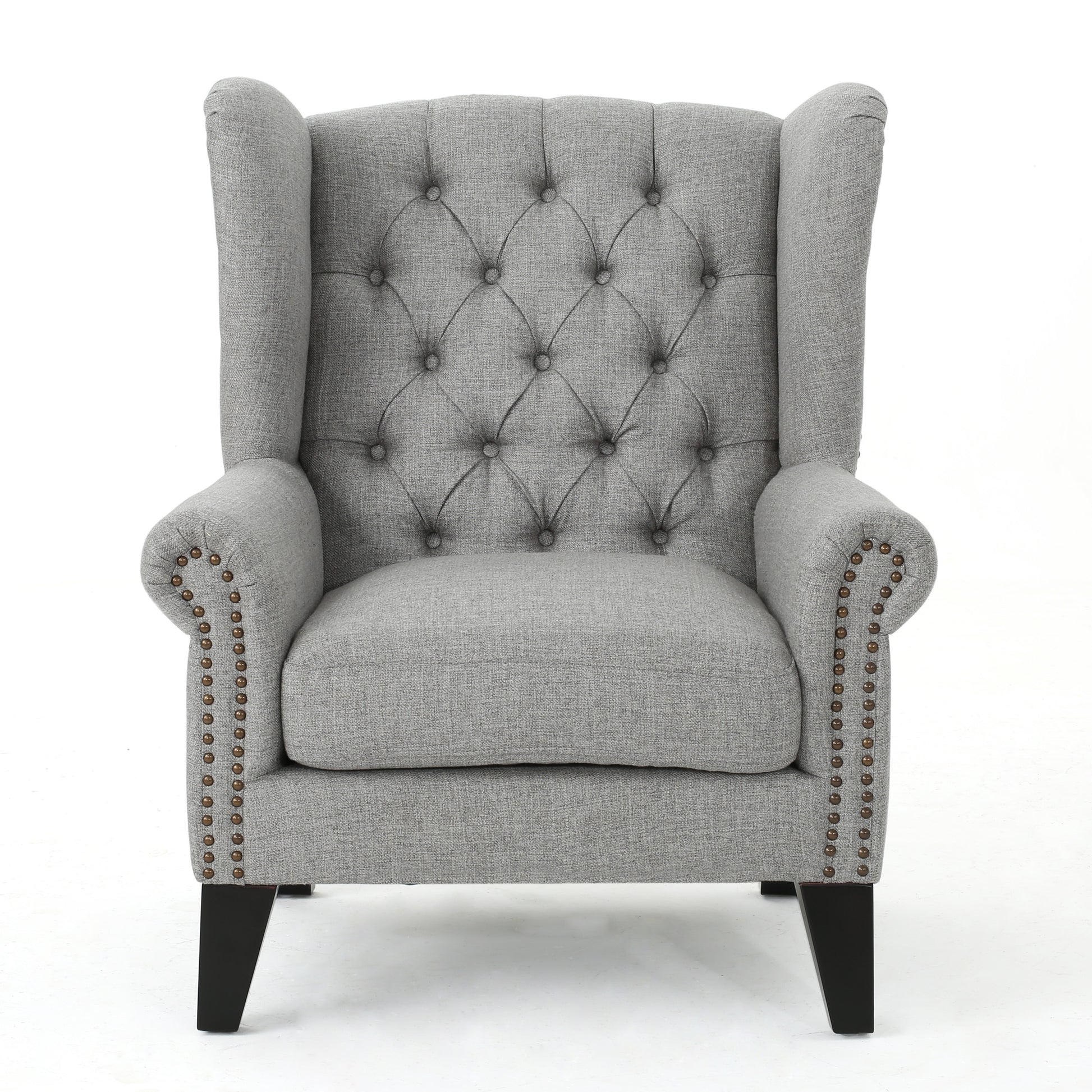 Accent Chair Grey Fabric