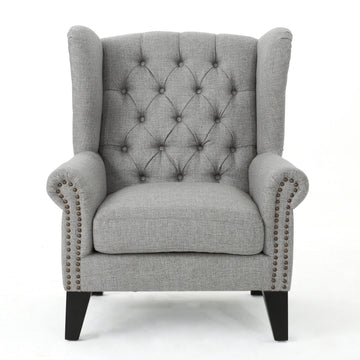 Accent Chair Grey Fabric