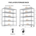 5 Tier Heavy Duty Adjustable Shelving And Racking, 300 Lbs. Per Wire Shelf, With Wheels And Shelf Liners, For Warehouses, Supermarkets, Kitchens, Etc. 59.45 