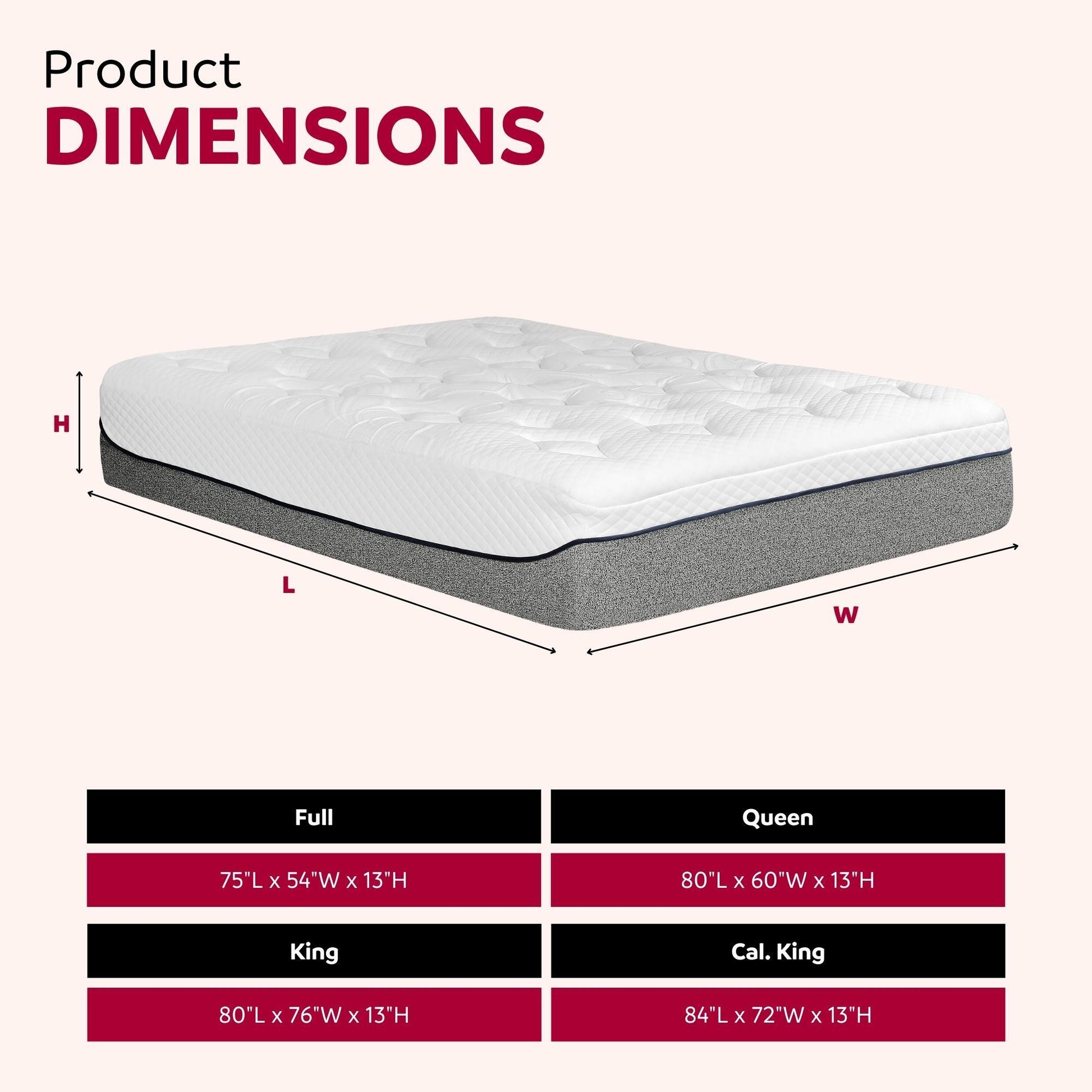 Ultra Plush 13 In. Medium Gel Memory Foam Mattress For King Size Bed In A Box With Double Layered Jacquard Cover Grey White Bedroom Modern Memory Foam Polyester King