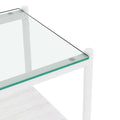 Set Of 2 Rectangle End Table, Tempered Glass Tabletop With Mdf Layer, Modern Table For Living Roomtransparent Glass Transparent Tempered Glass