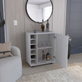 Wick Bar Cart With Integrated Wine Storage, Spacious Cabinet And Smooth Rollers White Dining Room Modern Particle Board Shelves Included Engineered Wood